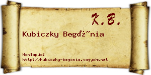 Kubiczky Begónia névjegykártya